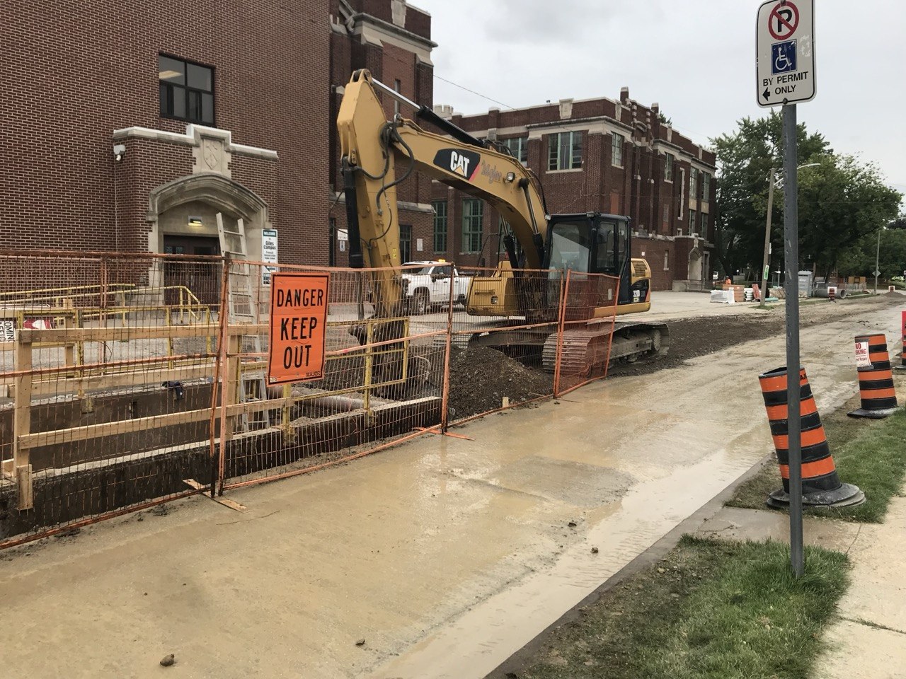 Excavator working on school site