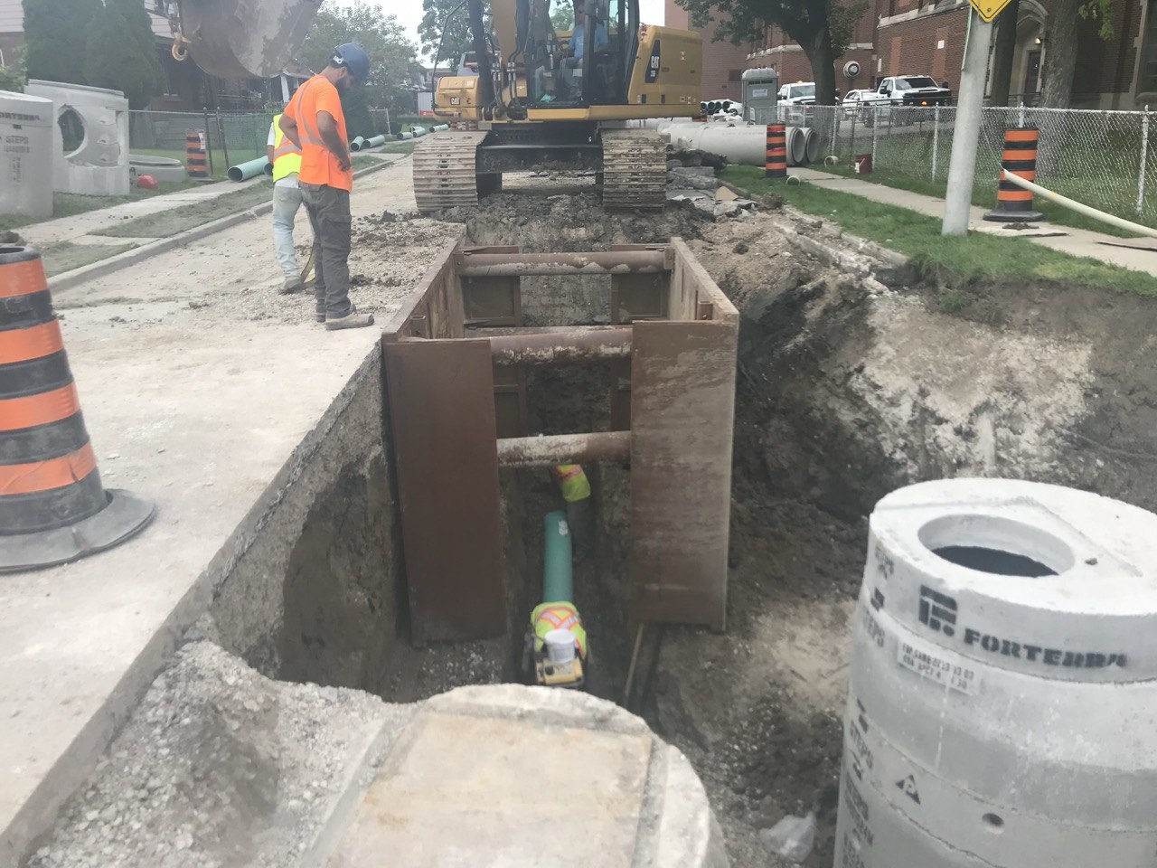 Trench with pipe and manhole